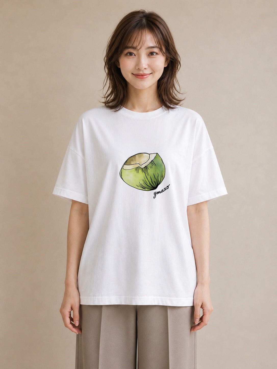 プリントTシャツ レディース パイナップル 食べ物 フード イラスト ボタニカル 20代 カジュアルコーデ 白T