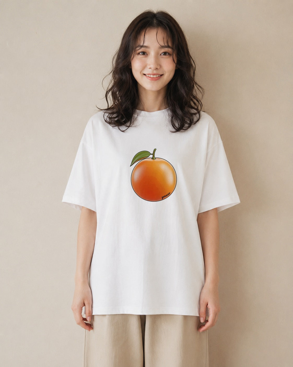 Tシャツ レディース みかん 食べ物 フード イラスト ニュアンス クリスマス 旅行 白T