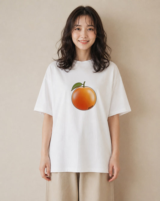 Tシャツ レディース みかん 食べ物 フード イラスト ニュアンス クリスマス 旅行 白T