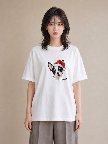 グラフィックTシャツ レディース チワワ 犬 いぬ イラスト ニュアンス 週末コーデ 敬老の日 白T