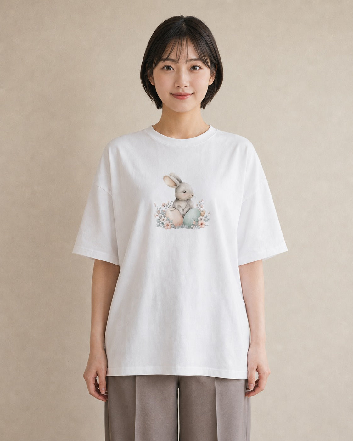 Tシャツ レディース うさぎ ウサギ ラビット ペット 動物 イラスト 上品 女性向けギフト 散歩 白T