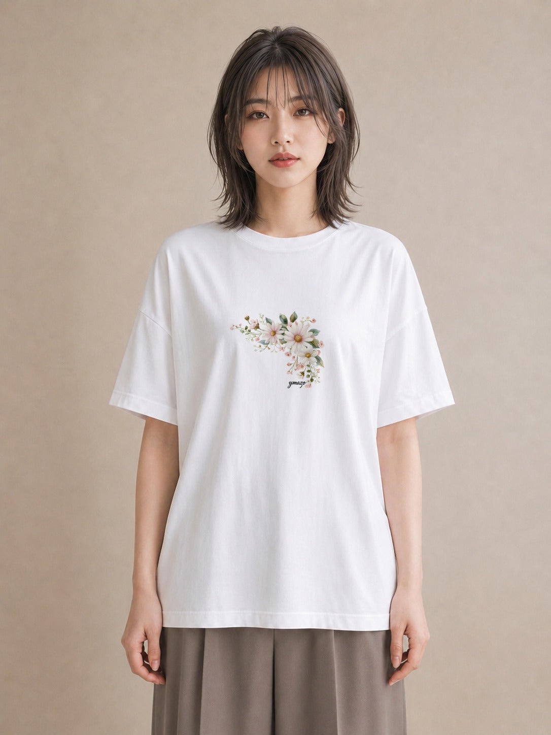 プリントTシャツ レディース マーガレット 花 花柄 イラスト カジュアル ギフト 母の日 白T