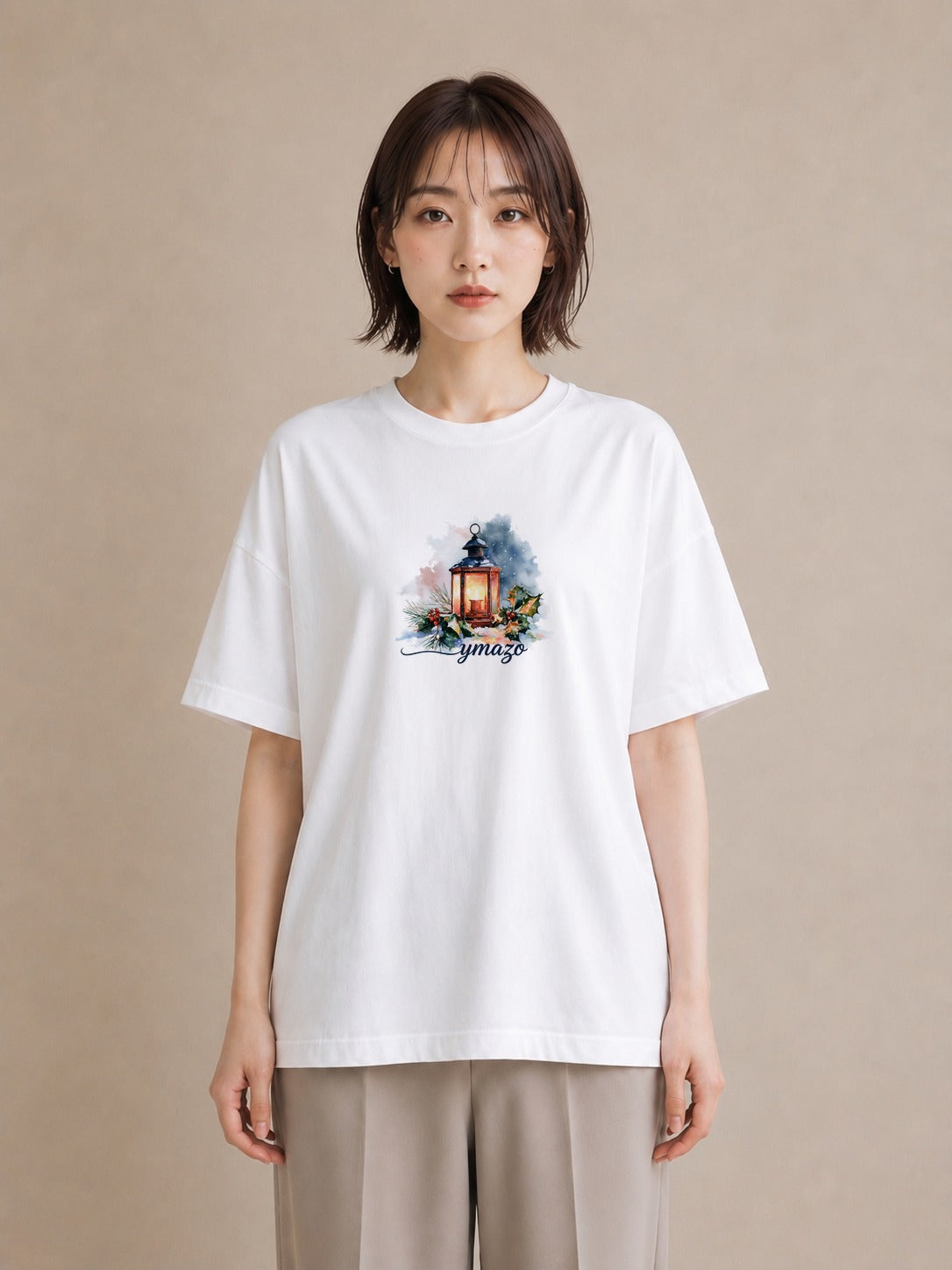 Tシャツ レディース 街灯 夜霧 夜 ナチュラル アンティーク イラスト 抜け感 お揃い 親子 白T
