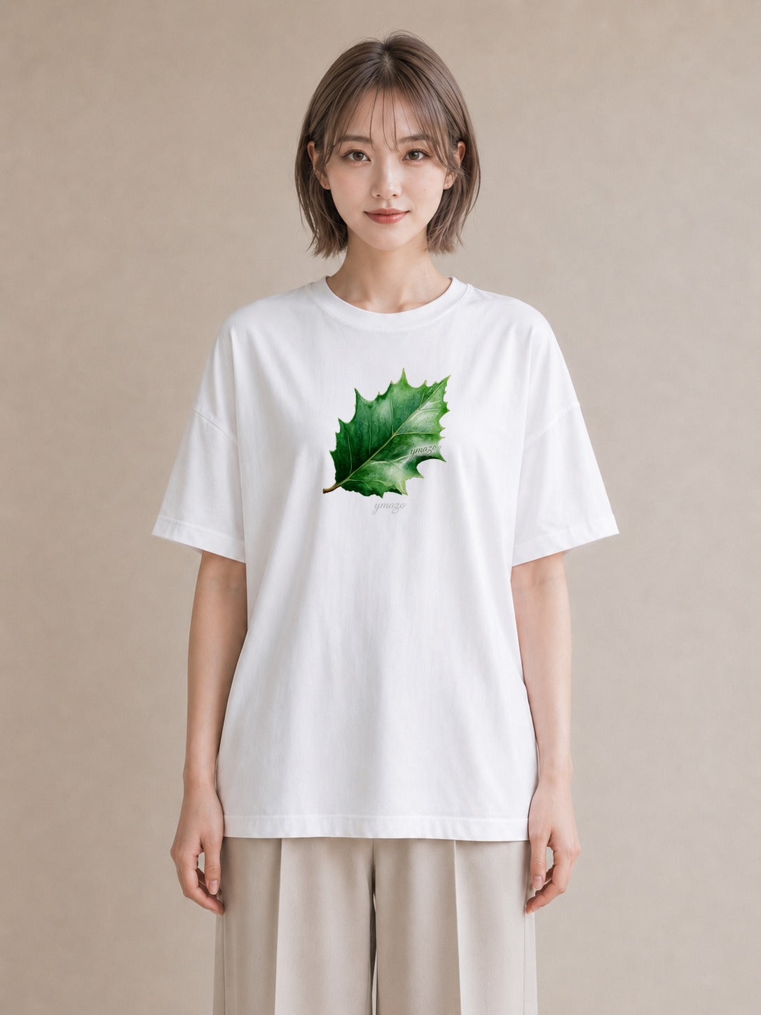半袖Tシャツ レディース 葉っぱ 植物 ボタニカル イラスト ヴィンテージ風 通学 誕生日プレゼント 白T
