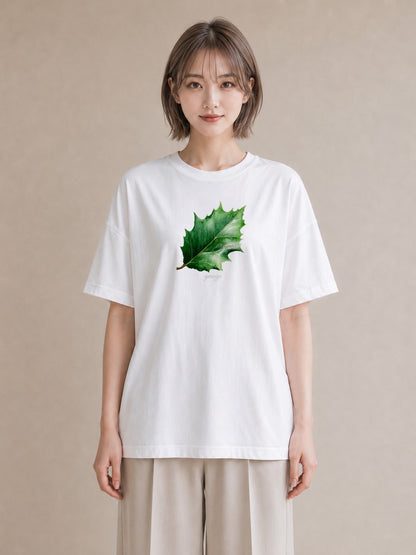 半袖Tシャツ レディース 葉っぱ 植物 ボタニカル イラスト ヴィンテージ風 通学 誕生日プレゼント 白T