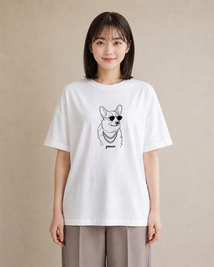 プリントTシャツ レディース 犬 いぬ わんこ イラスト 公園 ママ 白T