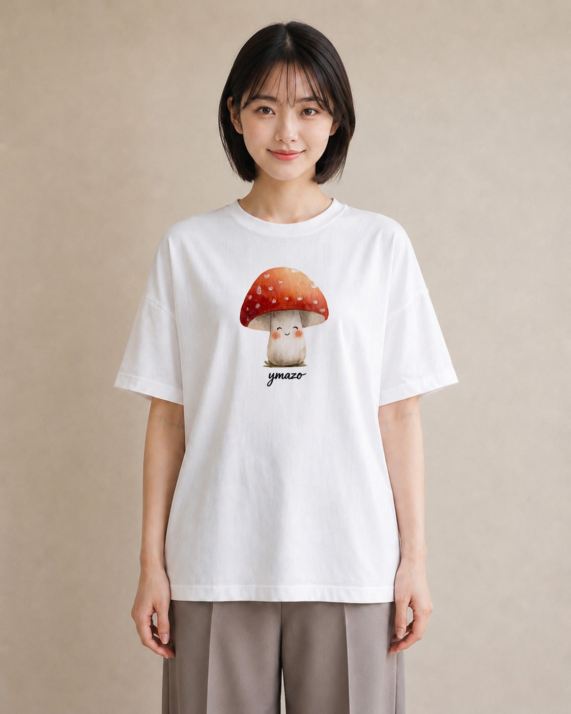グラフィックTシャツ レディース きのこ 植物 ボタニカル イラスト ニュアンス 帰省 ラフ 白T