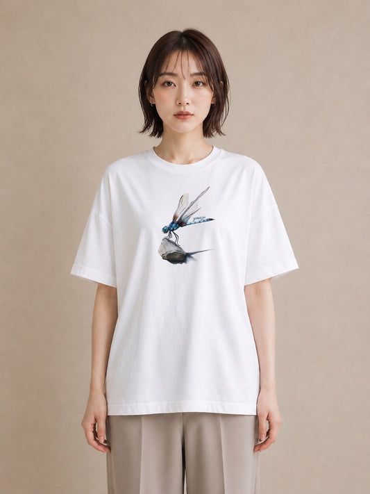 デザインTシャツ レディース とんぼ 昆虫 虫 イラスト 水彩風 女性向けギフト 散歩 白T