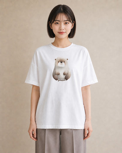 デザインTシャツ レディース フェレット ペット 動物 イラスト カジュアル 秋コーデ おしゃれギフト 白T