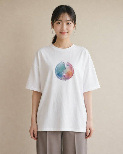 Tシャツ レディース 双子座 星空 宇宙 イラスト 普段使い カフェ巡り 女子会 白T