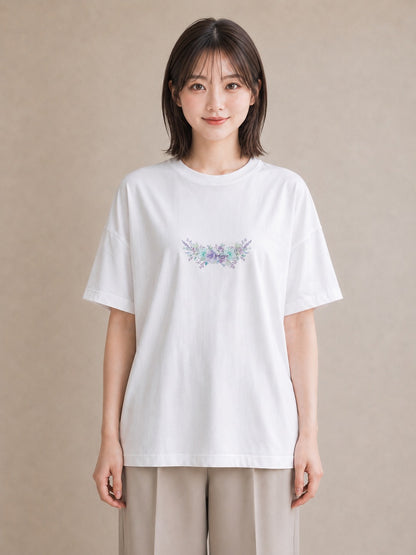 Tシャツ レディース 手鏡 アンティーク レトロ ナチュラル イラスト ポップ 女子会 お揃い 白T