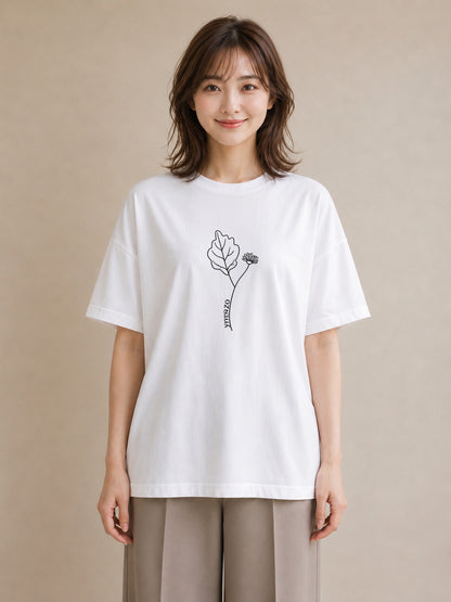 Tシャツ レディース 小花 花 フラワー イラスト レトロ 親子 20代 白T