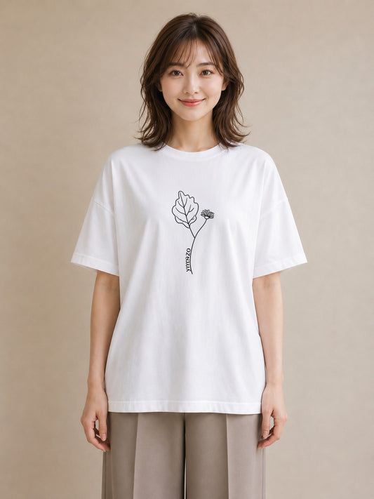 Tシャツ レディース 小花 花 フラワー イラスト レトロ 親子 20代 白T