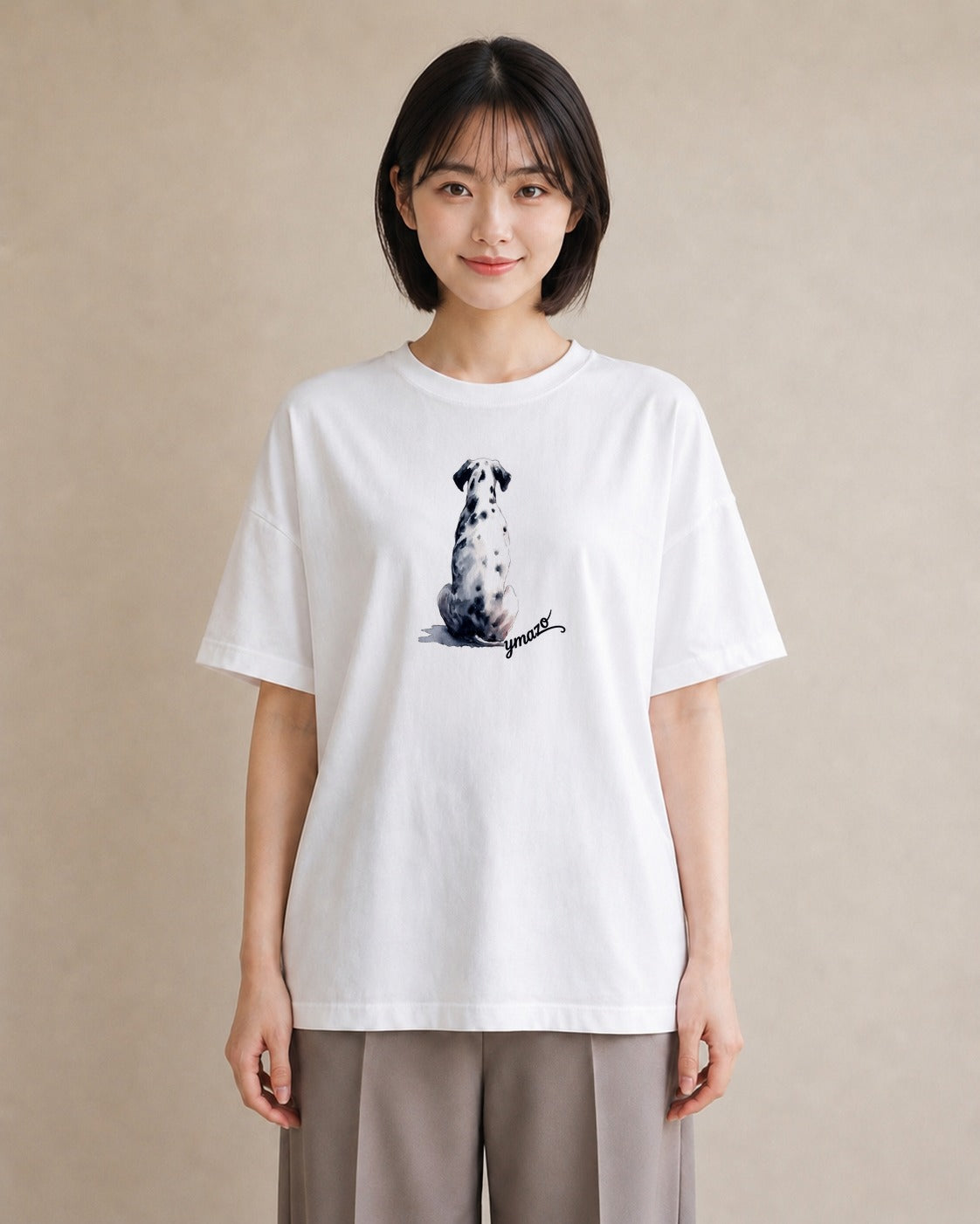Tシャツ レディース ダルメシアン 犬 いぬ イラスト 休日コーデ 社会人 女性 白T