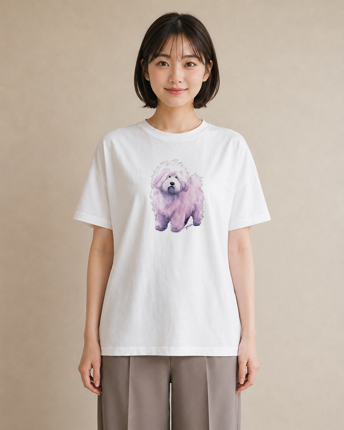 グラフィックTシャツ レディース ビションフリーゼ 犬 いぬ イラスト 北欧風 女子会 お揃い 白T
