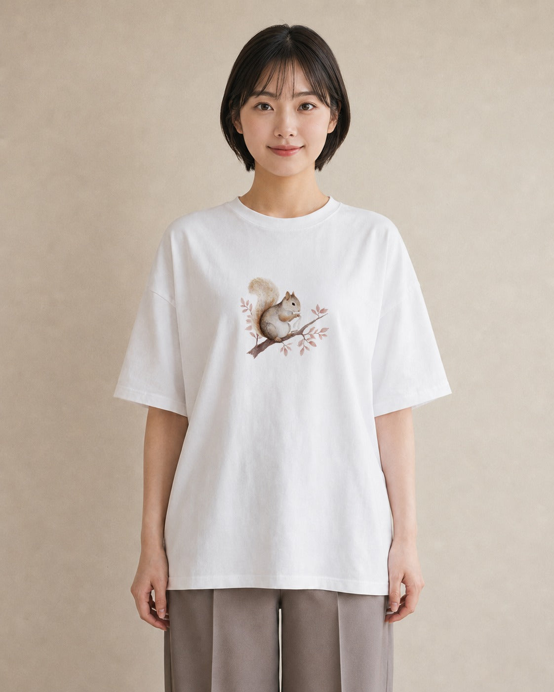 プリントTシャツ レディース シマリス ペット 動物 イラスト ポップ 買い物 夏コーデ 白T