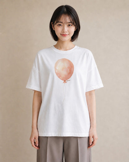 プリントTシャツ レディース 気球 星空 宇宙 イラスト ナチュラル デート 帰省 白T