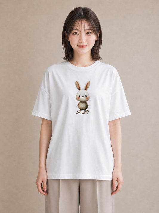 Tシャツ レディース うさちゃん ペット 動物 イラスト きれいめカジュアル クリスマス 旅行 白T