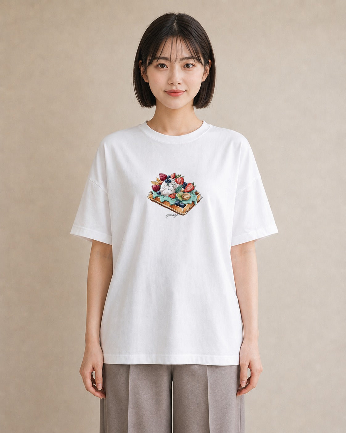 デザインTシャツ レディース あんみつ 食べ物 フード イラスト 休日コーデ 通勤 在宅 白T