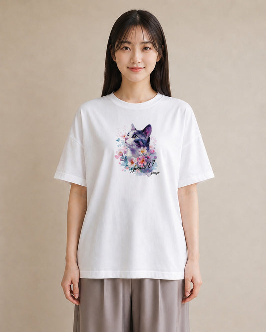半袖Tシャツ レディース 三毛猫 みけねこ 三毛 猫 ねこ イラスト 旅行 母娘コーデ 白T