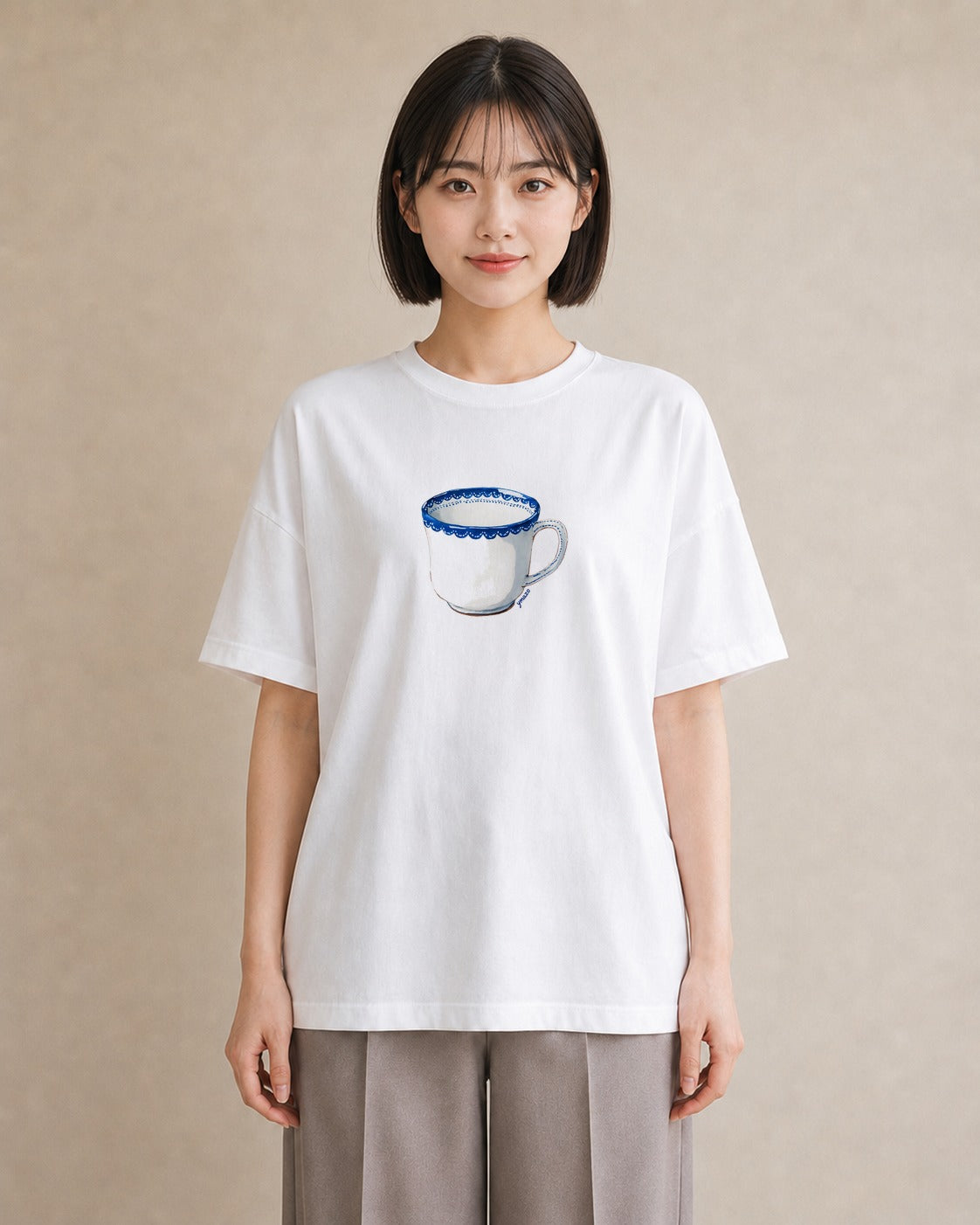 グラフィックTシャツ レディース カフェオレ 食べ物 フード イラスト シック お出かけ 普段着 白T