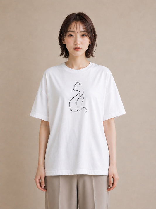 Tシャツ レディース 猫 ねこ ネコ イラスト レトロ 姉妹 送別ギフト 白T