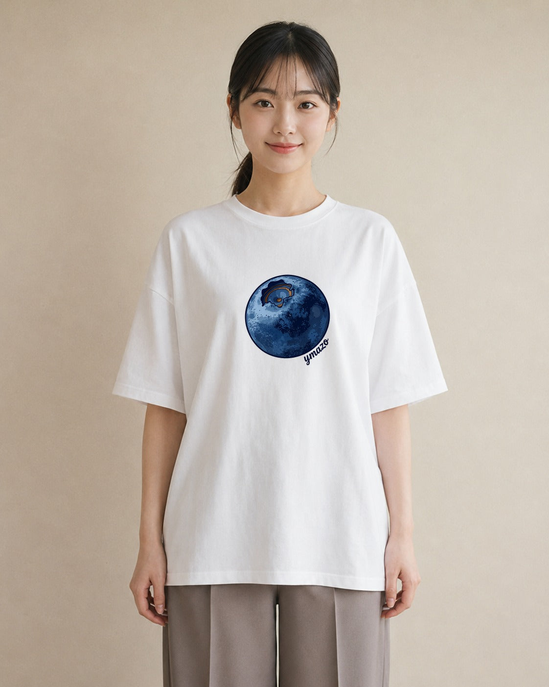 プリントTシャツ レディース ブルーベリー 食べ物 フード イラスト 水彩風 社会人 女性 白T