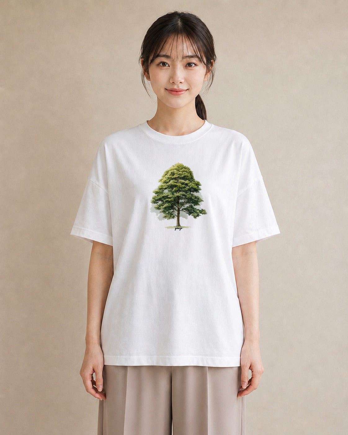 グラフィックTシャツ レディース 木 植物 ボタニカル イラスト ユニーク 20代 カジュアルコーデ 白T