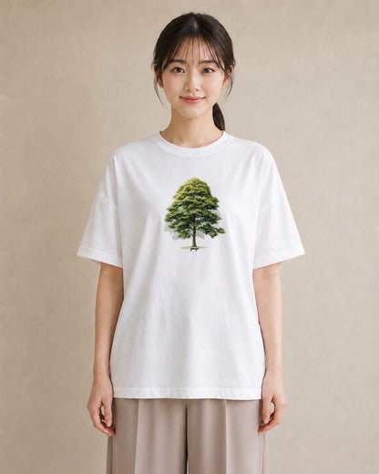 グラフィックTシャツ レディース 木 植物 ボタニカル イラスト ユニーク 20代 カジュアルコーデ 白T