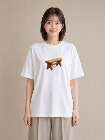 プリントTシャツ レディース 雨上がりのベンチ ベンチ ナチュラル アンティーク イラスト モード 春コーデ 姉妹 白T