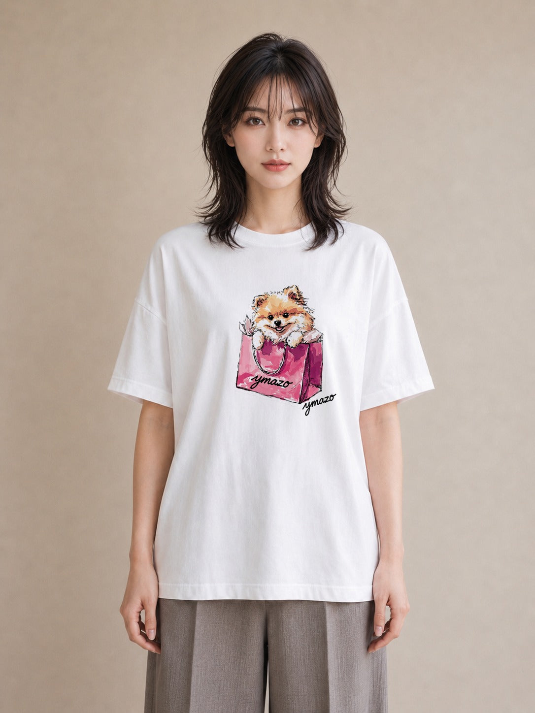 デザインTシャツ レディース 犬好き 犬 いぬ イラスト 旅行コーデ デイリーウェア 休日 白T