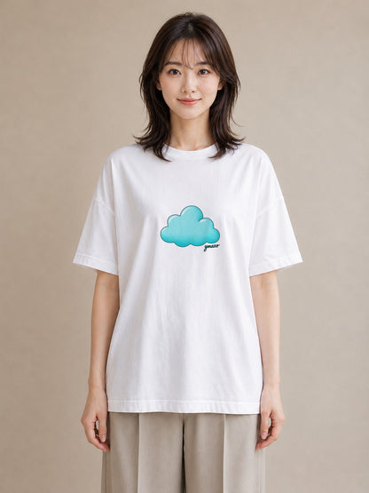 グラフィックTシャツ レディース 虹 星空 宇宙 イラスト 水彩風 20代 カジュアルコーデ 白T