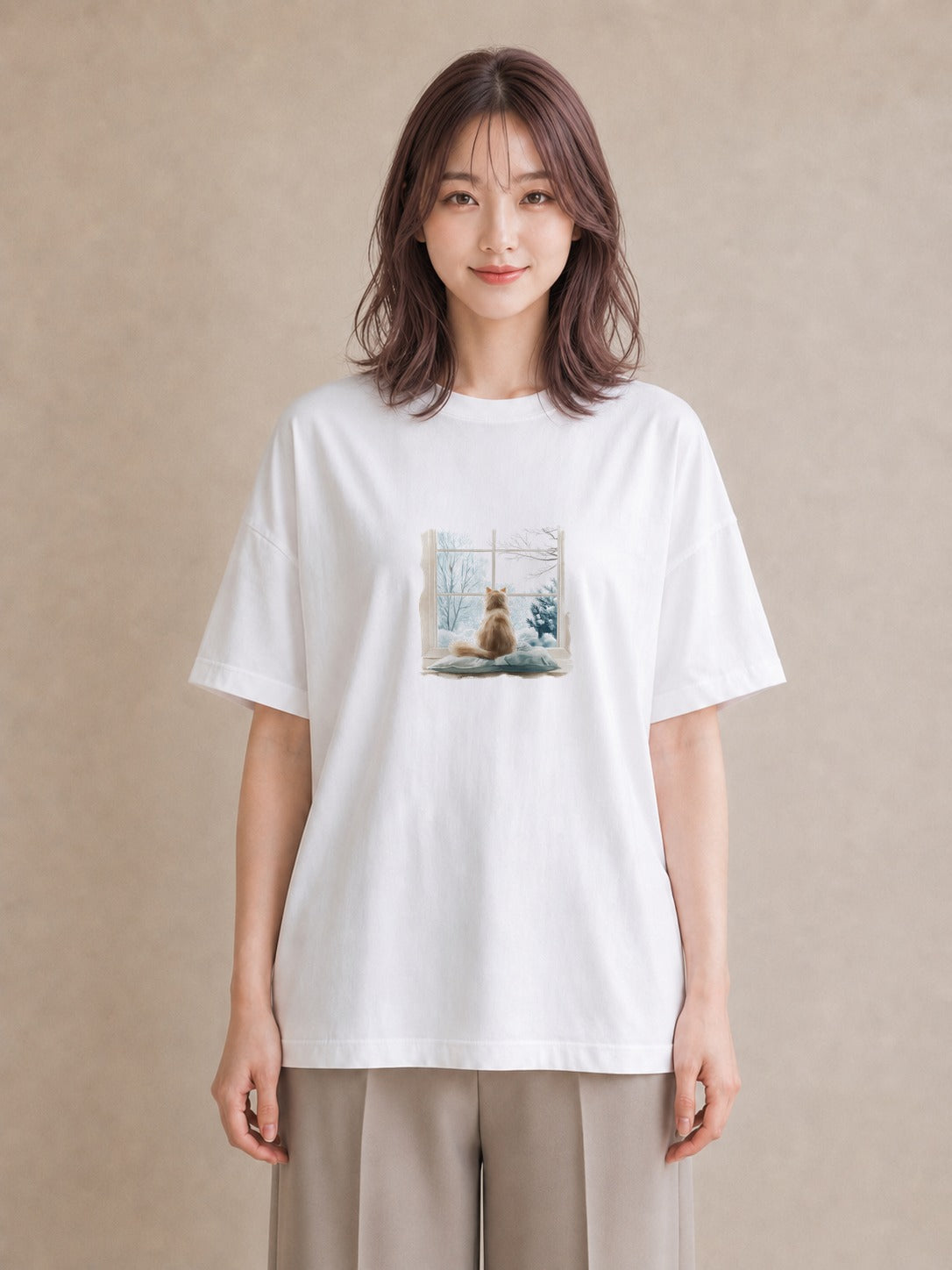 プリントTシャツ レディース 窓辺の椅子 窓辺 椅子 ナチュラル アンティーク イラスト ゆるかわ 通学 誕生日プレゼント 白T