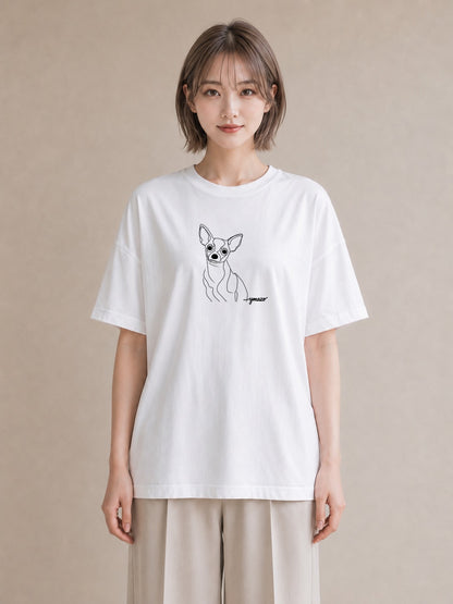 グラフィックTシャツ レディース 犬 いぬ わんこ イラスト 普段使い 社会人 女性 白T