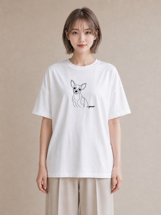 グラフィックTシャツ レディース 犬 いぬ わんこ イラスト 普段使い 社会人 女性 白T