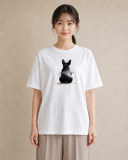 Tシャツ レディース いぬ 犬 ワンコ イラスト 韓国風 レイヤード 友達ギフト 白T