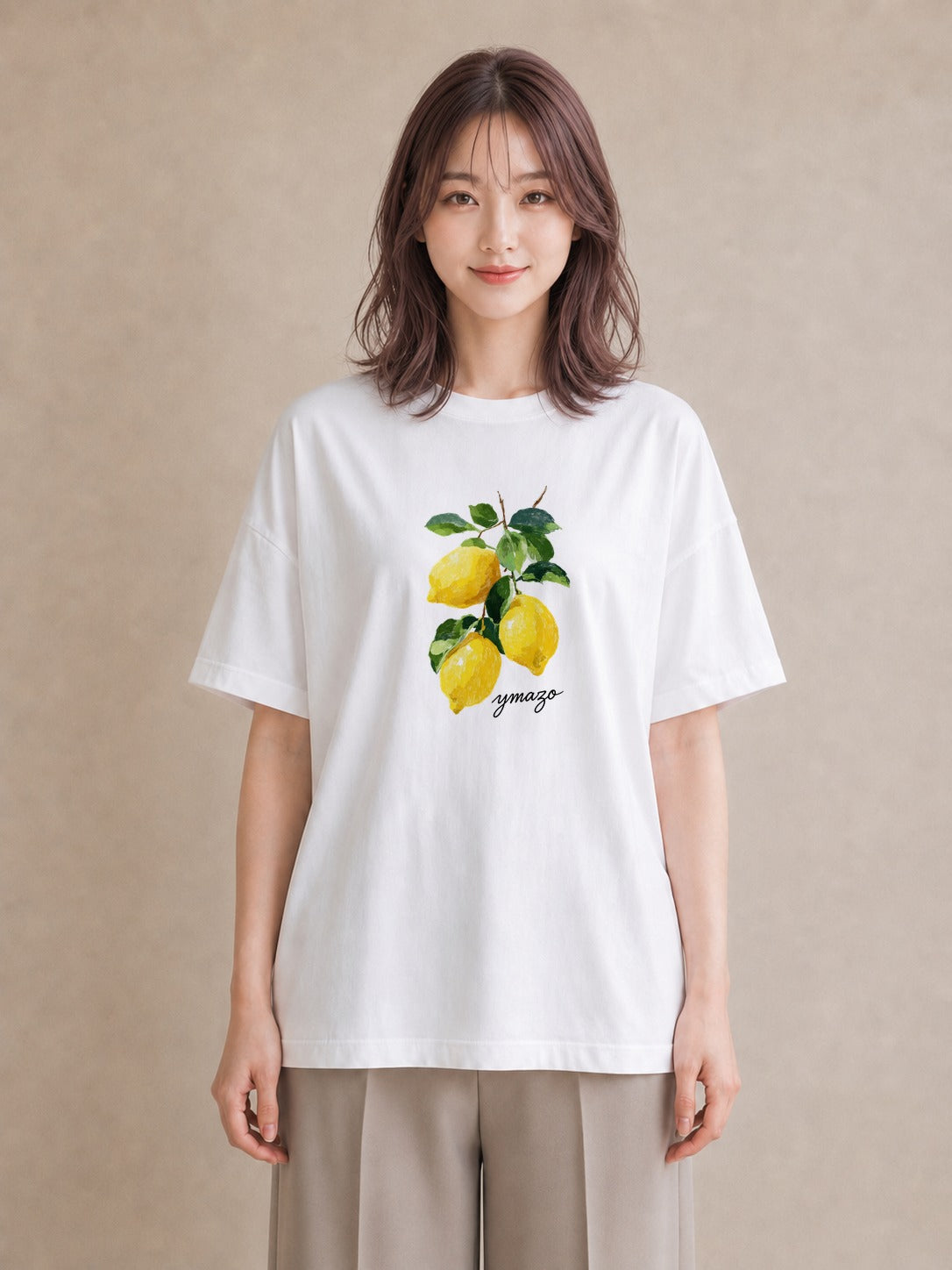グラフィックTシャツ レディース レモン 檸檬 食べ物 フード イラスト きれいめカジュアル お出かけ 普段着 白T