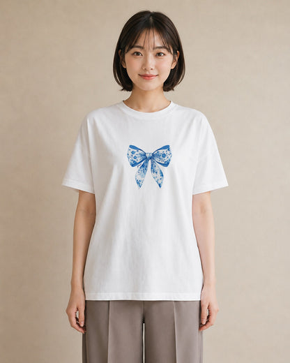 半袖Tシャツ レディース レースハンカチ レース ハンカチ ナチュラル アンティーク イラスト フェミニン 秋コーデ おしゃれギフト 白T