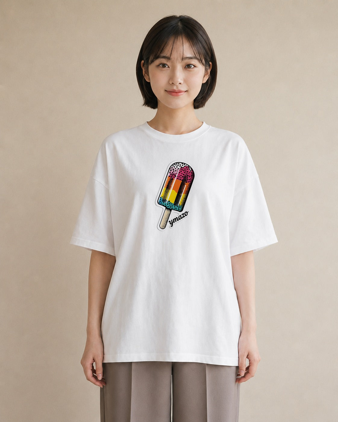 グラフィックTシャツ レディース アイス 食べ物 フード イラスト フェミニン 敬老の日 ホワイトデー 白T