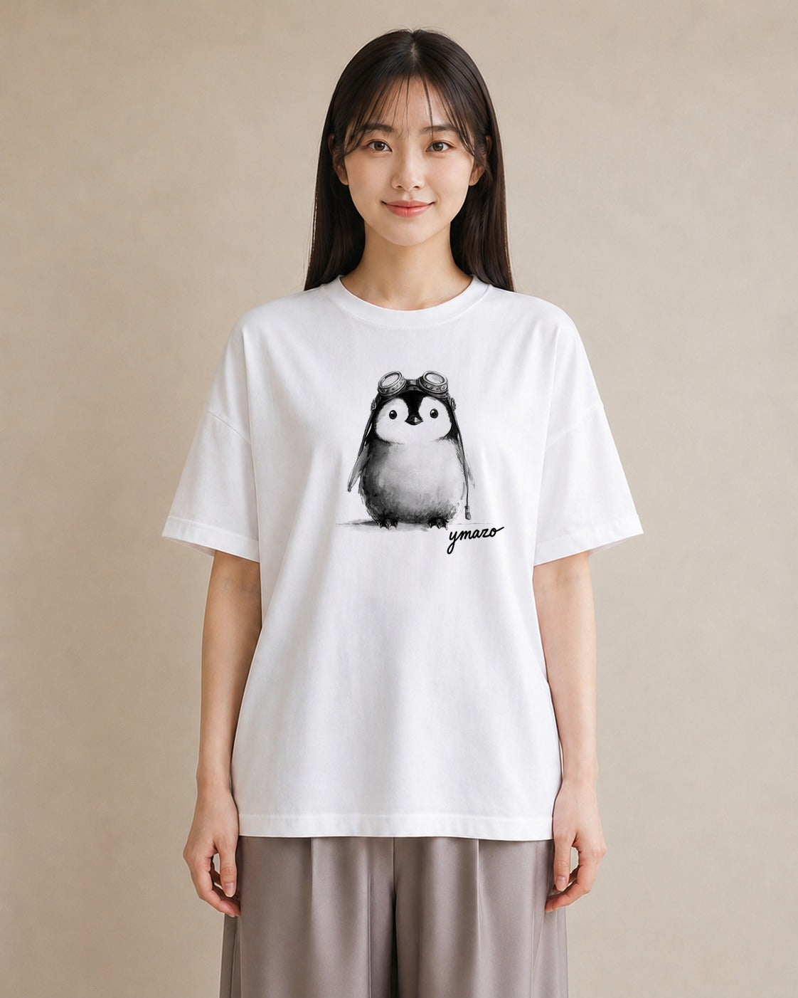 半袖Tシャツ レディース コウテイペンギン 動物 アニマル イラスト 休日コーデ 女性向けギフト 散歩 白T