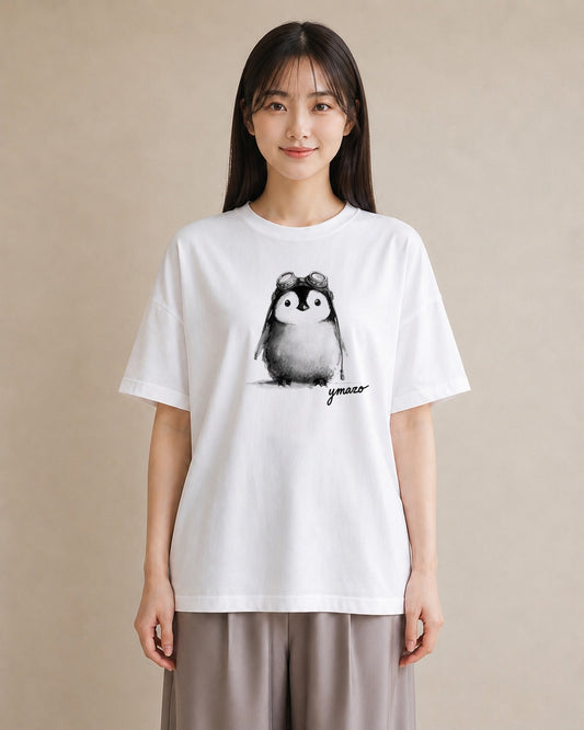 半袖Tシャツ レディース コウテイペンギン 動物 アニマル イラスト 休日コーデ 女性向けギフト 散歩 白T