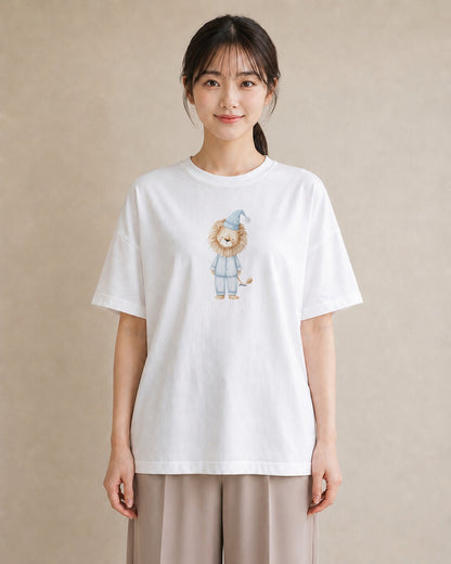 Tシャツ レディース ライオン 動物 アニマル イラスト こなれ感 デート 帰省 白T