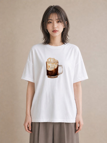 Tシャツ レディース エスプレッソ 食べ物 フード イラスト ガーリー 女性 旅行用 白T