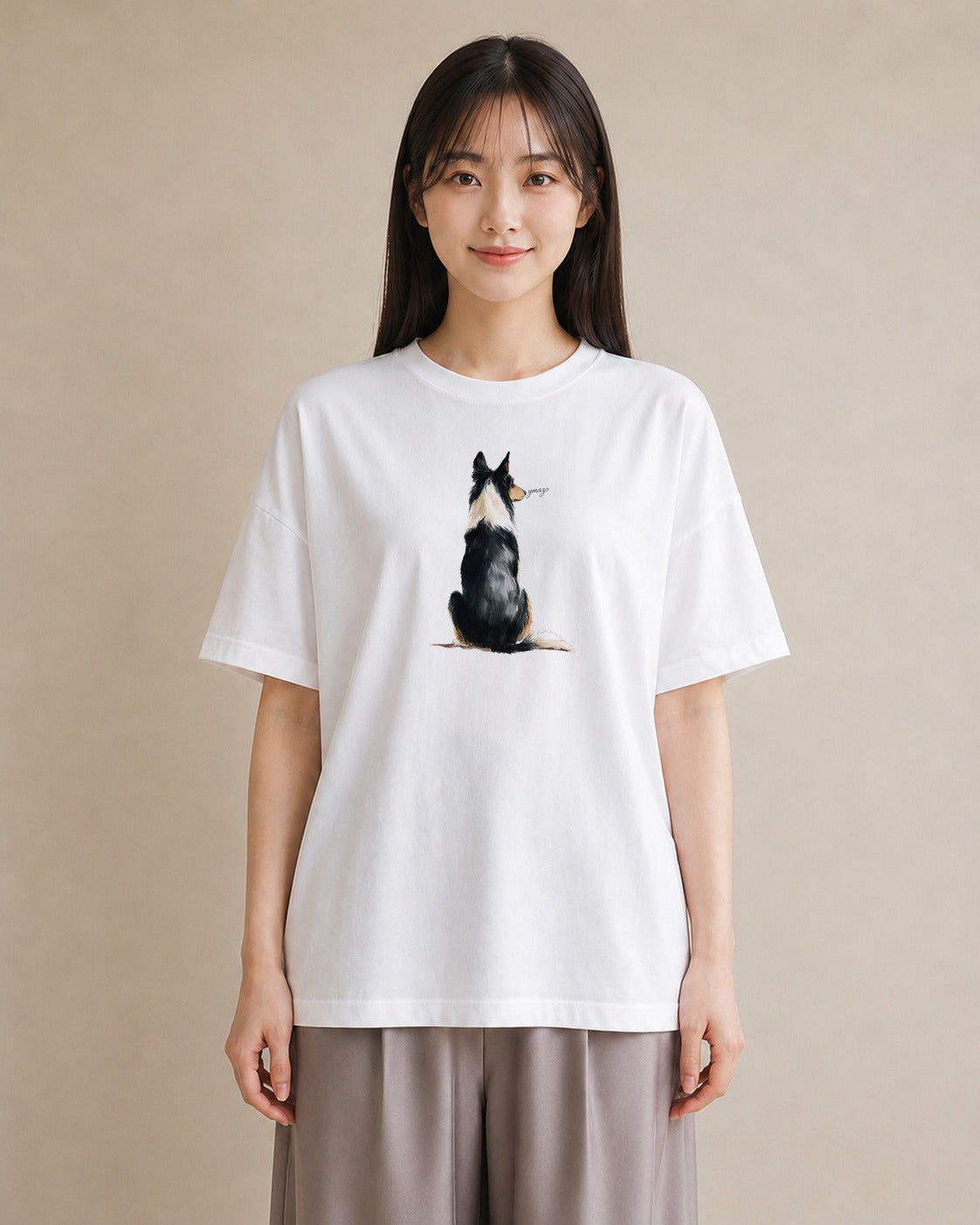 デザインTシャツ レディース ボーダーコリー 犬 いぬ イラスト シンプル 部屋着 女性向けギフト 白T