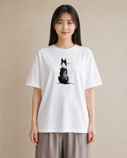 デザインTシャツ レディース ボーダーコリー 犬 いぬ イラスト シンプル 部屋着 女性向けギフト 白T