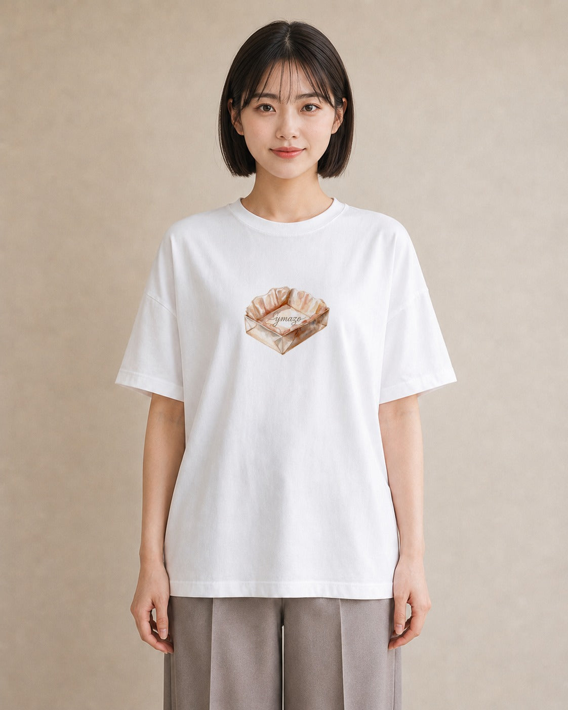 Tシャツ レディース パン 食べ物 フード イラスト きれいめ 20代 カジュアルコーデ 白T