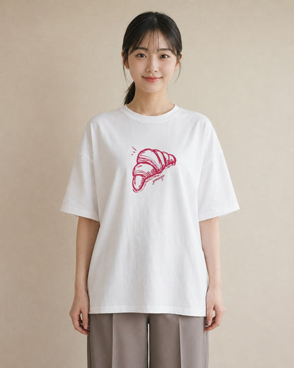 プリントTシャツ レディース パン ベーカリー レトロ イラスト 女性向けギフト 散歩 白T
