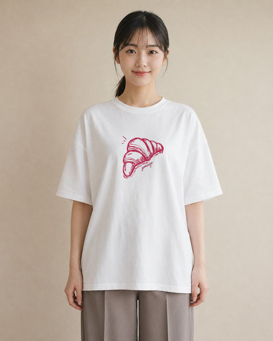 プリントTシャツ レディース パン ベーカリー レトロ イラスト 女性向けギフト 散歩 白T