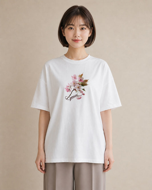 Tシャツ レディース さくら 桜 サクラ 花 花柄 イラスト レトロ 散歩 お出かけ 白T