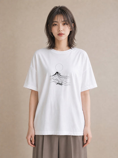 グラフィックTシャツ レディース 海 リゾート 夏 イラスト アート風 親子 20代 白T